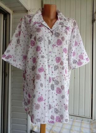 Вискозная блуза рубашка большого размера батал