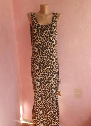 Леопардовое платье масло с разрезом