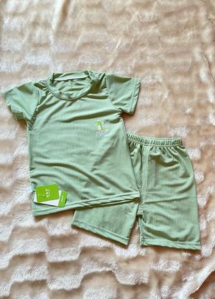 Зеленый костюм летний / зеленый комплект летний / спортивный костюм летний