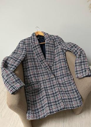 Твидовый пиджак жакет двубортный zara
