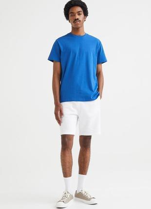 Чоловіча синя футболка regular fit h&m футболка з круглим вирізом стандартного крою базова легка