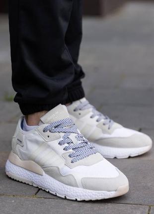 Мужские белые кроссовки adidas nite jogger white