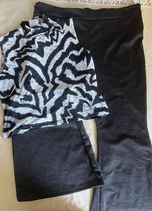 Комплект из брюк и майки под шею с принтом зебры брюки с блестками большие брюки женские большие размеры одежды топ майка