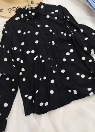 Легка чорна сорочка в горошок next