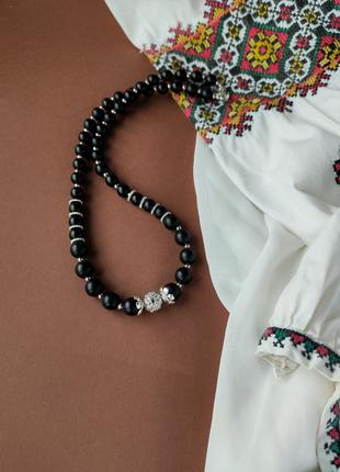 Украинские традиционное ожерелье черное стилизованное к вышиванке