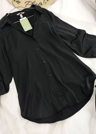 Чорна базова сатинова сорочка h&m