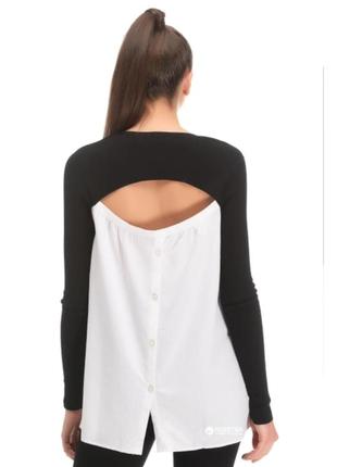 Джемпер кофта черная с открытой спиной и белой рубашкой zara
