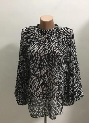 Кофта блуза прозрачная с пышными рукавами р.46-48