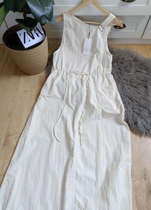 Асимметричное нейлоновое платье миди от zara, размер m, l