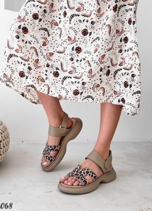 Жіночі бежеві шкіряні босоніжки літні натуральна шкіра літо