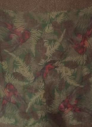 Большой шерстяной платок,принт фазаны и листьев папоротника,винтаж люкс бренд etienne aigner