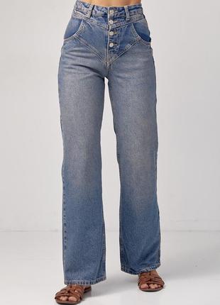 Женские джинсы straight с фигурной кокеткой