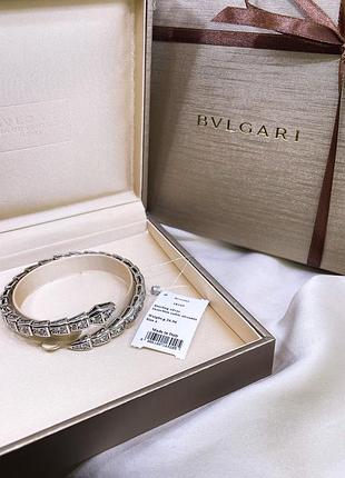 Срібний браслет булгарі bulgari широкий масивний змія змійка з камінням класика стильне тренд срібло проба 925 нове з биркою