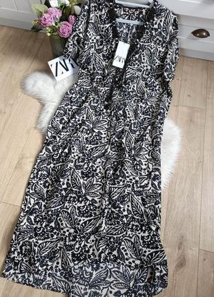 Сукня вільного крою з принтом від zara, розмір м-4xl