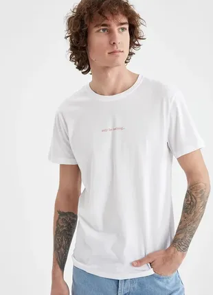 Мужская белая футболка большого размера defacto