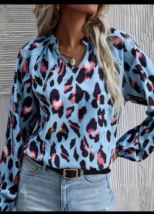 Блуза рубашка в анималистический принт в леопардовый принт