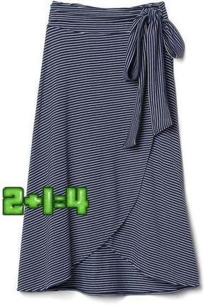 💝2+1=4 шикарная синяя юбка трикотажная меди в полоску gap, размер 42 - 44