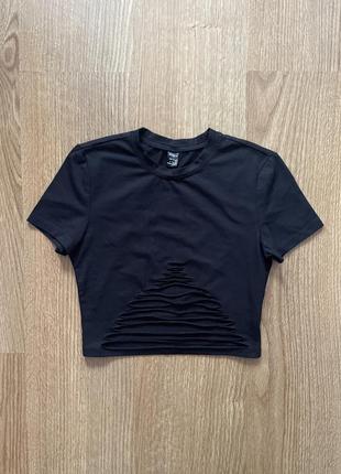 Базовый черный топ футболка shein размер s