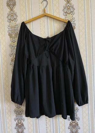 Велика чорна кофтинка блузка, чорна блуза туніка батал