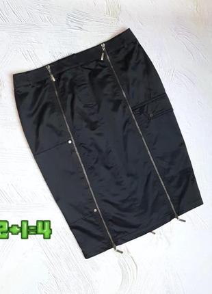 💝2+1=4 брендовая черная юбка карандаш с молниями миди karen millen, размер 44 - 46