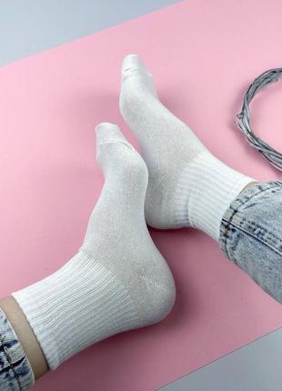 Жіночі демісезонні,літні шкарпетки середньої висоти в рубчик 36-40р.білі.