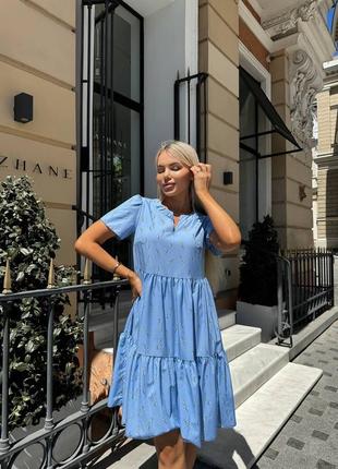 Платье женское цветочное мини короткое легкое нарядное праздничное повседневное голубое бежевая белая черная свободная на лето плата батал для беременных