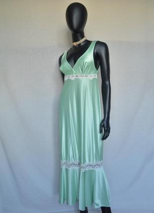 Вінтажна атласна міді сукня пеньюар в стилі slip dress retro vintage 70ті ретро мереживо