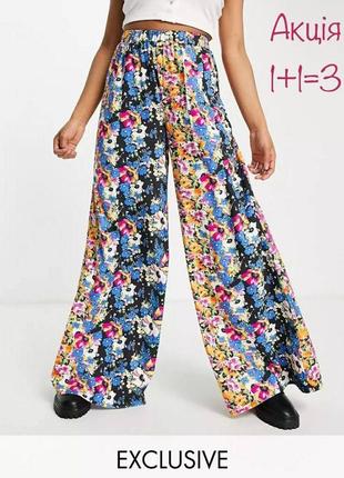 Акция 🎁 новые стильные брюки палаццо asos с ярким цветочным принтом zara h&amp;m