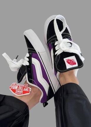 Женские кеды vans knu platform purple / black white premium.