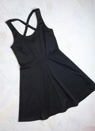 Базове чорне коротке приталене плаття в горошок h&m, розмір 44 — 46