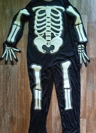 Светится в темноте, скелет, карнавальный костюм, костюм скелета