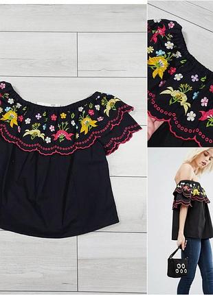 Котонова блузка з вишивкою asos р.s-m