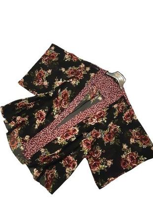 Xl-9xl накидка оверсайз с рукавами кимоно, стильный шифоновый батал кардиган без застежки с цветочны