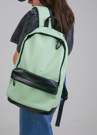 Універсальний рюкзак city у зручному розмірі в екошкірі, бірюзовий колір5 фото