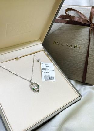 Серебряное ожерелье колье кулон подвеска цепь цепочка булгари bulgari змея змейка с камнями классика стильное тренд серебро проба 925 новое с биркой