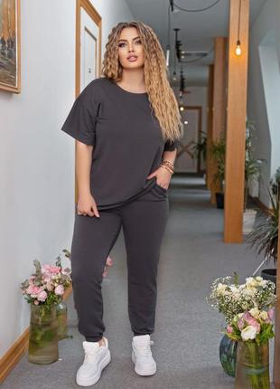 Трикотажний спортивний костюм з коротким рукавом 48-58 розмірів. 0836063