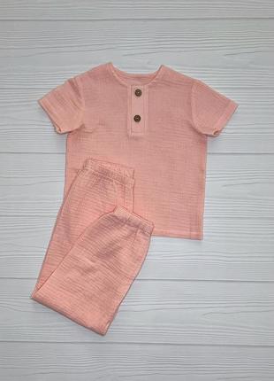 Костюм муслиновый детский для девочки (футболка и штаны) кmdfsht-1