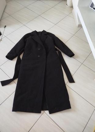 Базове чорне максі зимове пальто
