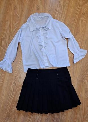 Школьный комплект блузка с юбкой 10-12лет