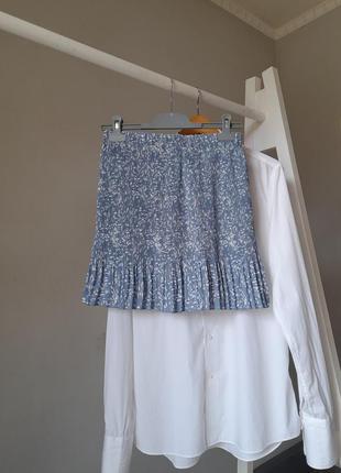 Плиссированная мини-юбка голубая primark