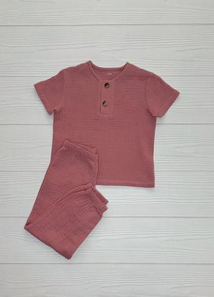 Костюм муслиновый детский для девочки (футболка и штаны) кmdfsht-3