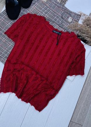 Нова червона футболка bershka m  футболка з бахромою пряма футболка жіноча