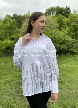 Блуза радмила белая женская, галерея льна, льняная, 44-54рр. вышиванка