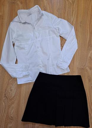 Школьный комплект блузка с юбкой 146-152