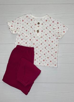 Костюм муслиновый детский для девочки (футболка и штаны) кmdfsht-12
