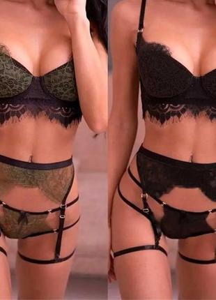 Комплект з портупеєю і підв'язками для панчохів. еротична білизна