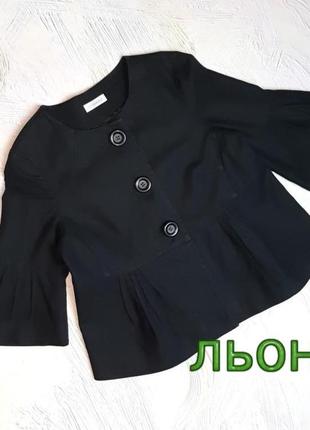 💝2+1=4 оригинальный черный льняной пиджак блейзер today women, размер 44 - 46