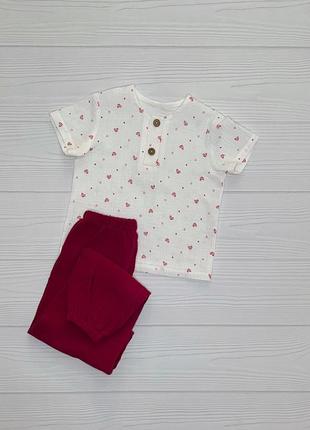 Костюм муслиновый детский для девочки (футболка и штаны) кmdfsht-15