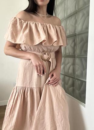 Льняное платье-миди сарафан topshop