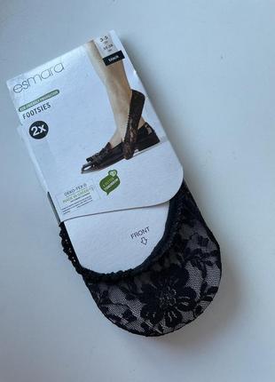 Следки носочки ажурные черные esmara набор (в упаковке 2 пары)